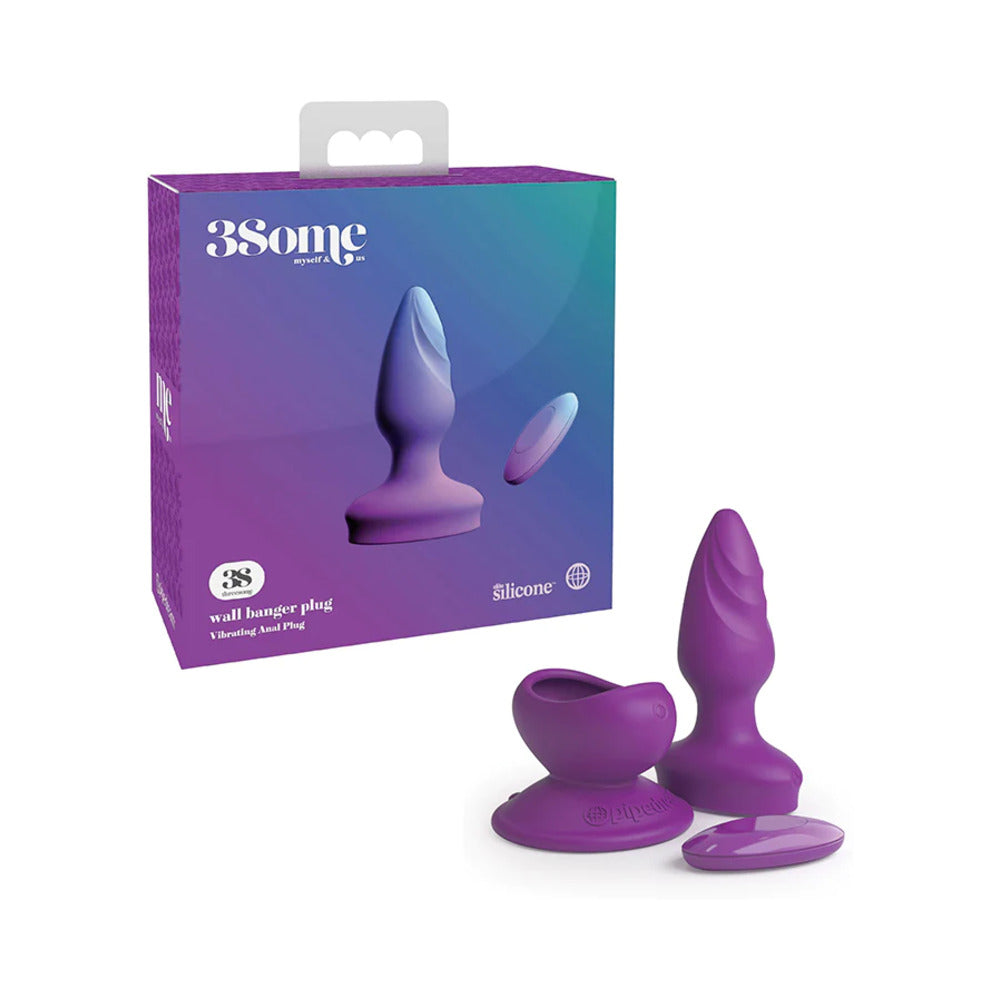 Pipedream 3Some Wall Banger Rechargeable Remote-Controlled Vibrating Anal Plug With Suction Cup Purple